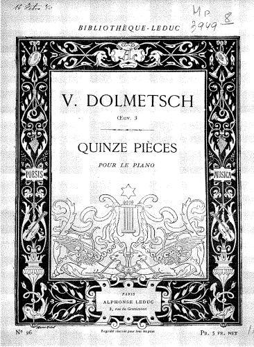 Dolmetsch - 15 Pièces - Score