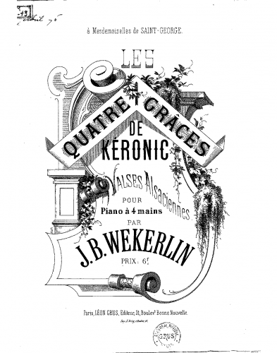 Weckerlin - Les quatre Grâces de Kéronic - Score