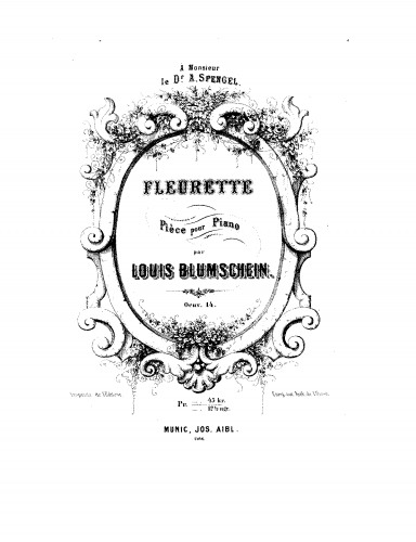 Blumschein - Fleurette, Op. 14 - Score