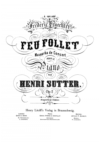 Sutter - Feu Follet, Op. 2 - Score