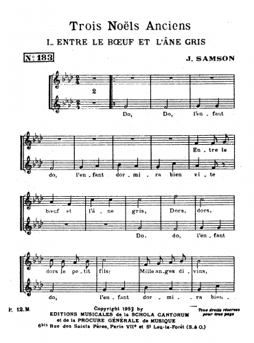 Samson - Trois Noëls anciens - Score