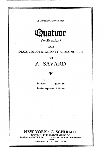 Savard - String Quartet - Score