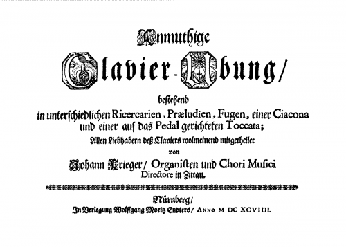 Krieger - Anmuthige Clavier-Übung - Score