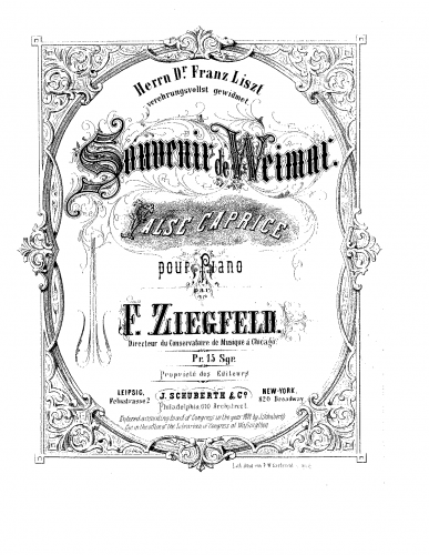 Ziegfeld - Souvenir de Weimar ; Erinnerung an Weimar - Score