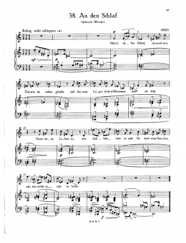 Eisler - An den Schlaf - Score