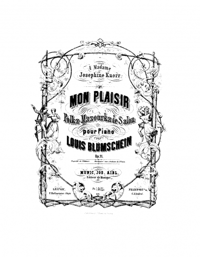 Blumschein - Mon plaisir, Op. 11 - Score