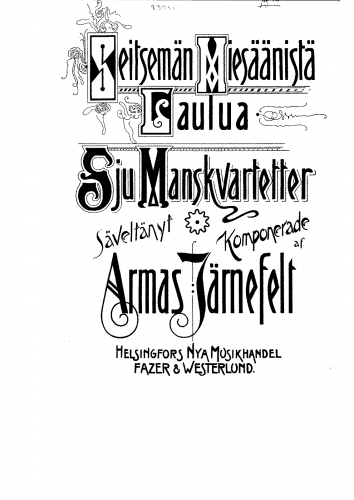 Järnefelt - Seitsemän miesäänisiä laulua - Score