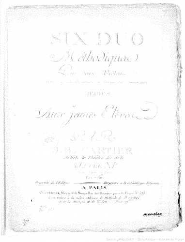 Cartier - 6 Duos méthodiques - Score