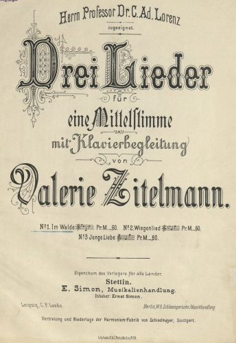 Zitelmann - Drei Lieder - Score