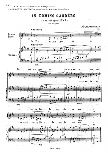 Bentivoglio - In Domino gaudebo - Vocal Score