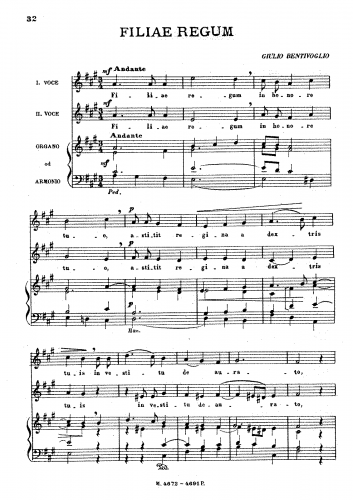 Bentivoglio - Filiae regum - Vocal Score