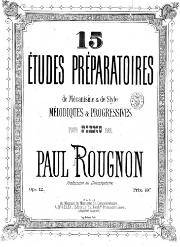 Rougnon - 15 études, Op. 12 - Complete  score