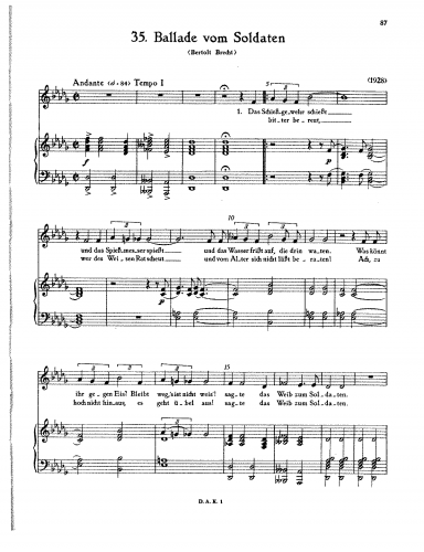 Eisler - Ballade vom Soldaten, Op. 39 - Score