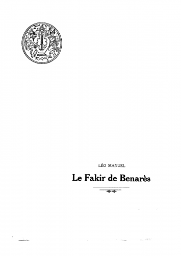 Manuel - Le fakir de Bénarès - Vocal Score - Score