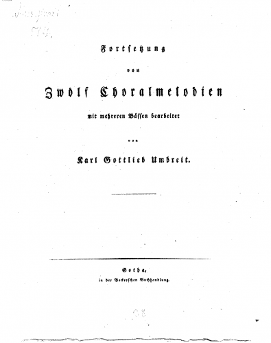 Umbreit - 12 Choralmelodien mit mehreren Bässen bearbeitet - Score