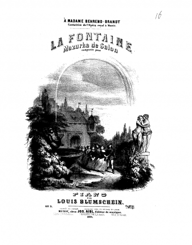 Blumschein - La fontaine, Op. 3 - Score