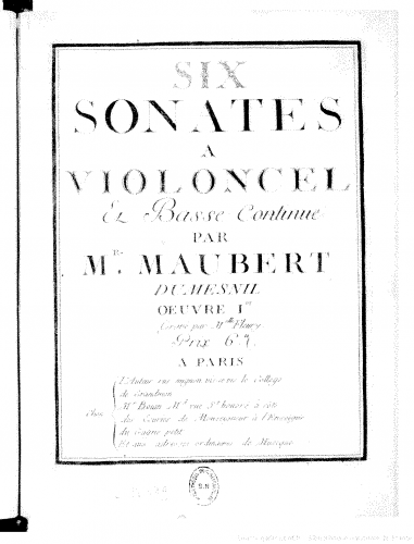 Maubert Dumesnil - 6 Cello Sonatas - Score