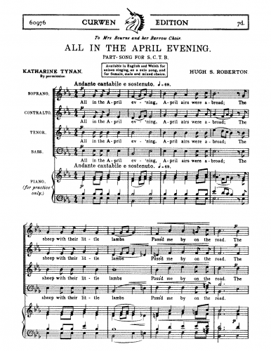 Roberton - All in the April Evening - Score