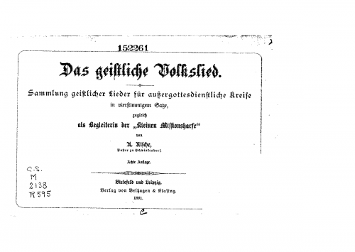 Rische - Das Geistliche Volkslied. - Score