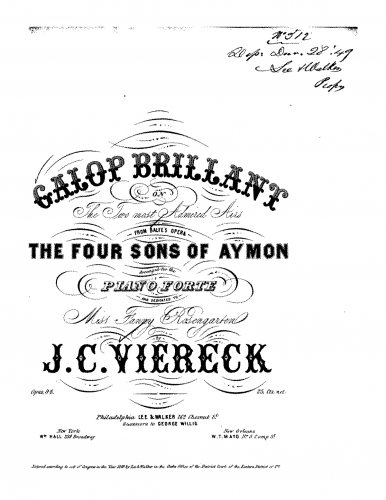 Viereck - Galop brillant - Piano Score - Score