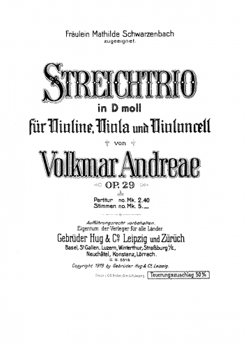 Andreae - String Trio - Score