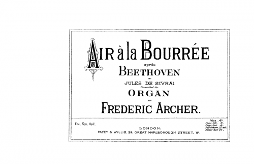 Röckel - Air à la Bourrée d'après Beethoven - For Organ (Archer) - Score