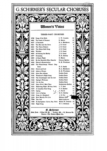 East - How Merrily We Live - For Female Chorus (Holst) - Score