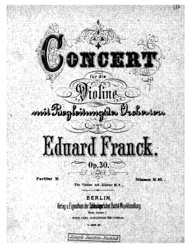 Franck - Violin Concerto in E minor - For Violin and Piano