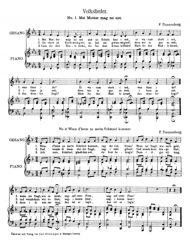 Dannenberg - 2 Volkslieder - Score