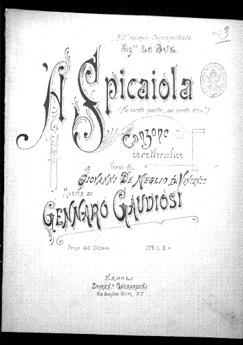 Gaudiosi - 'A spicajola - Score