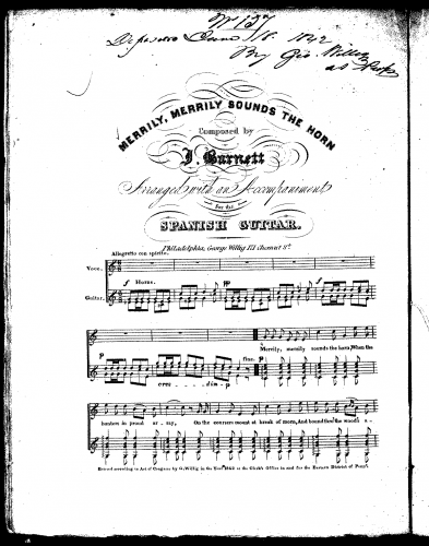 Barnett - Merrily, Merrily Sounds the Horn - Score