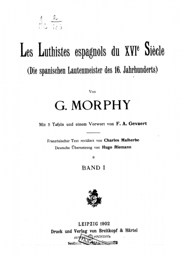 Morphy - Les luthistes espagnols du XVIe siécle - Complete text and score collection