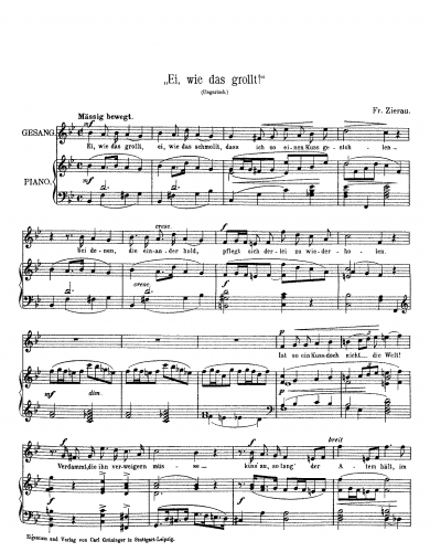 Zierau - Ei, wie das grollt! - Score