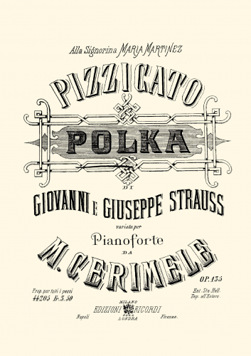 Cerimele - Pizzicato Polka, Op. 135 - Score