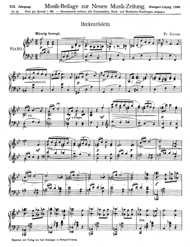 Zierau - Heckenröslein - Score