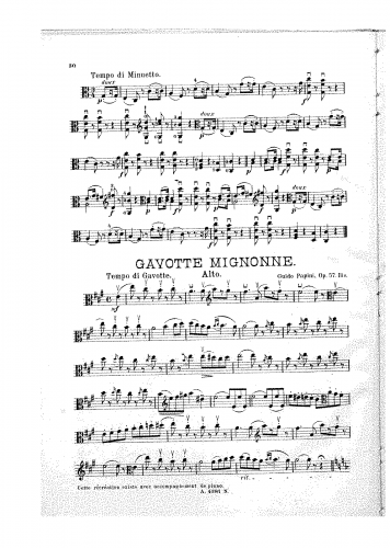 Papini - 8 morceaux faciles, Op. 57 - For Viola - 8. Gavotte Mignonne