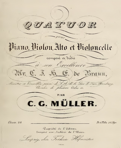 Müller - Piano Quartet, Op. 20