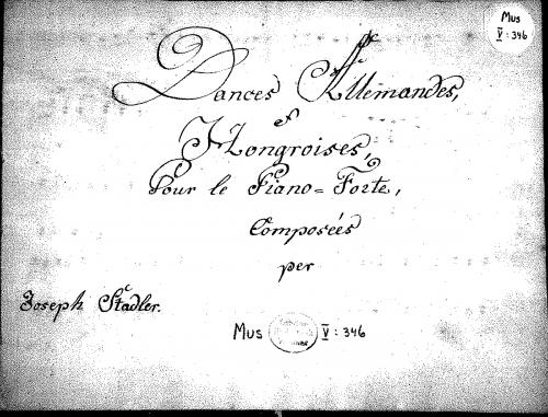 Stadler - Danses Allemandes et Hongroises - Score