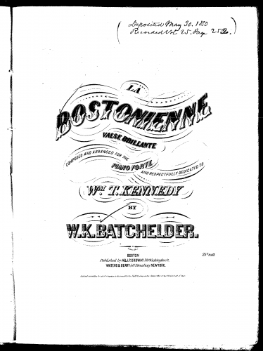 Batchelder - La Bostonienne - Score