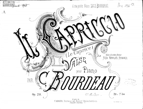 Bourdeau - Il capriccio [Le caprice] - Score