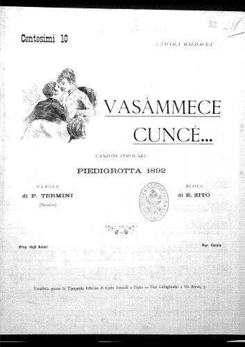 Zito - Vasàmmece, Cuncè!... - Score