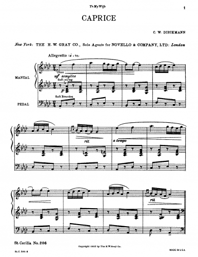 Dieckmann - Caprice in A-flat major - Score