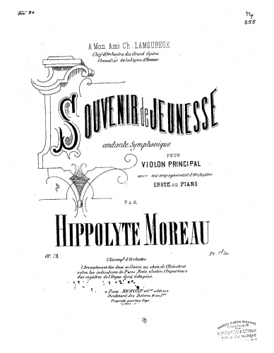 Moreau - Souvenir de jeunesse - For Violin and Organ (Composer)