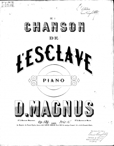 Magnus - Chanson de l'esclave - Score