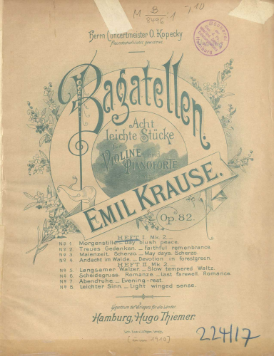 Krause - Bagatellen - Scores and Parts - Book 1