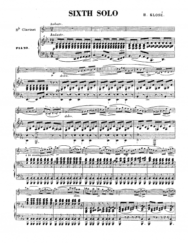 Klosé - Solo No. 6 for Clarinet and Piano - For Clarinet and Piano