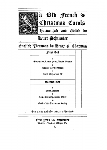 Schindler - 6 Old French Christmas Carols - Complete