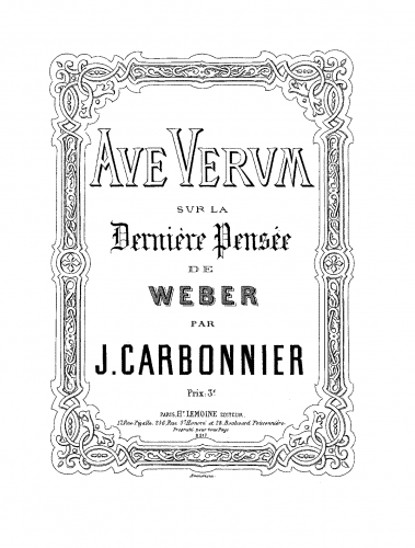 Carbonnier - Ave verum sur la dernière pensée de Weber - Score