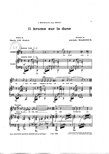 Mahieux - Il brume sur la dune - complete score