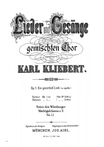 Kliebert - Ein geistlich' Lied - Score